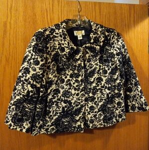 womens talbots paisley print blazer textured floral sz 0 lined 19 long 17 armpit